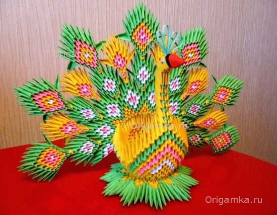 схема модульное оригами павлин