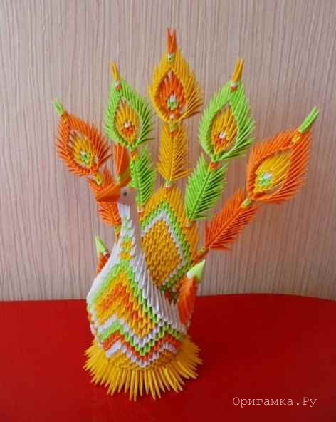 жар-птица из модулей оригами схема