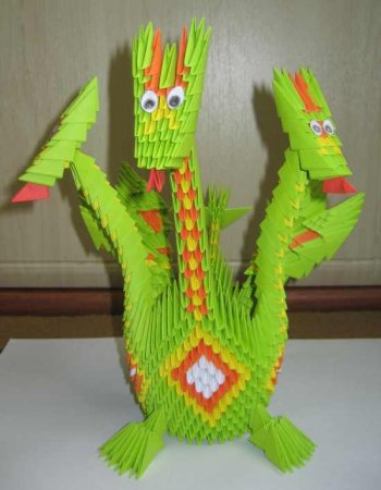 Дракон с большой буквы - схема сборки оригами по шагам