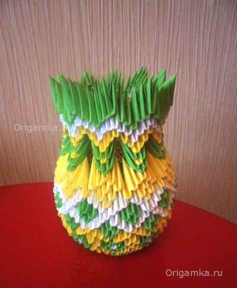 Ваза оригами - изготовление цветочной вазы в технике модульного оригами. Простая ваза, фигурная