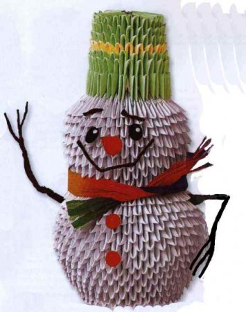 Модульный снеговик из бумаги своими руками. Делаем снеговика в технике оригами