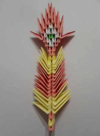 Модульное оригами «Розовый павлин»