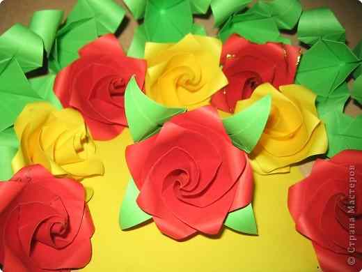 Оригами роза из бумаги - простые цветы своими руками. Origami rose