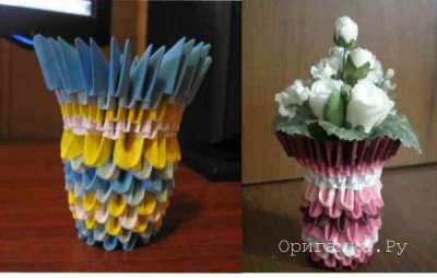 Модульное оригами маленькие вазы схемы сборки. Сборки оригами вазы
