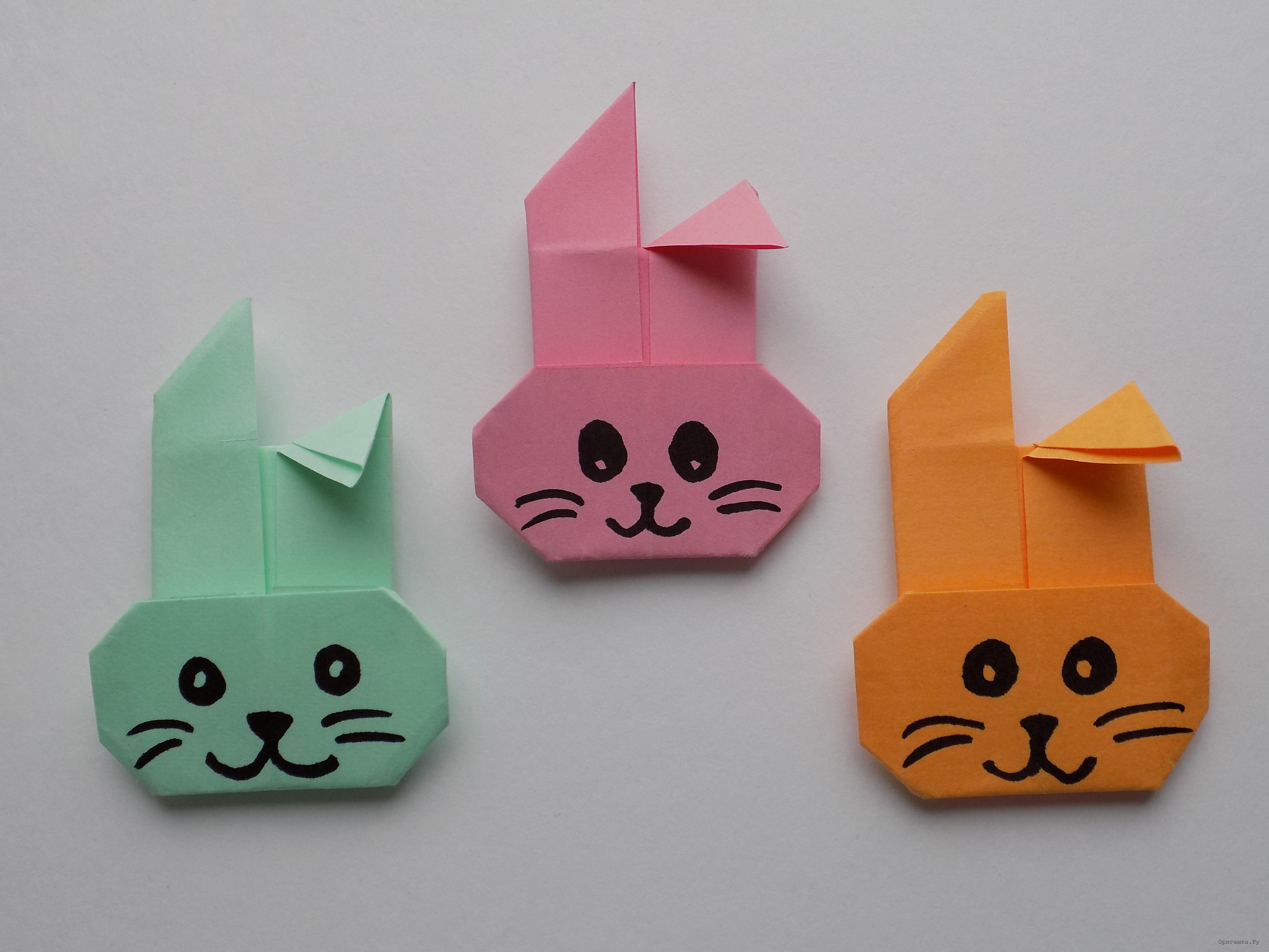 Оригами для детей – мордочка зайца